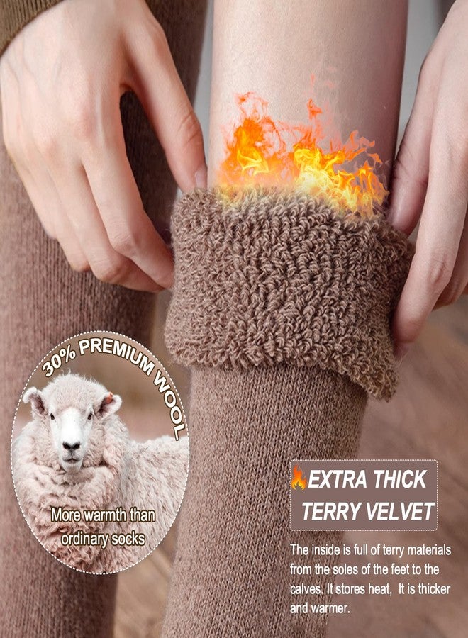 mickee Thick Wool Socks for Women, 3 Pairs Knee High Sock, Warm Sock Thermal Socks for Outdoor Sports Winter Gifts - Image 3